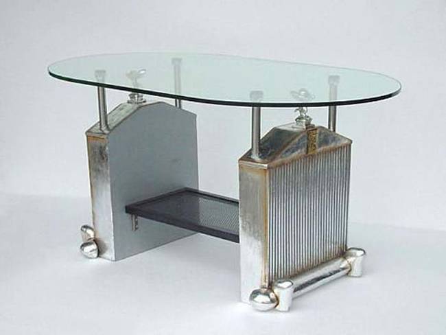 15.) This coffee table features radiators from a Rolls Royce.