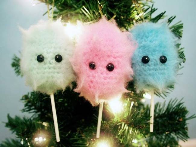 These adorable cartoon cotton candy ornaments will perk up any tree.