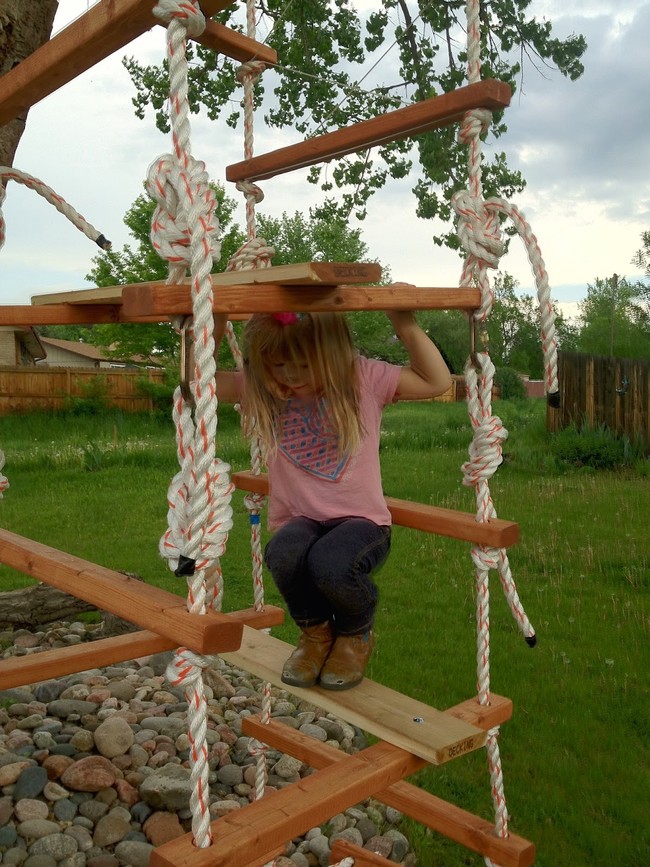 His daughter tested it out to make sure the wood held.