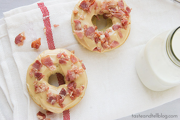 15.) <a href="https://www.tasteandtellblog.com/banana-baked-donuts-peanut-butter-bacon/" target="_blank">Baked Banana Donuts with Peanut Butter and Bacon</a>