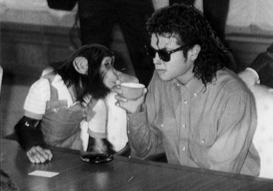 9.) Michael Jackson and his pet chimp.