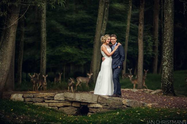 When photographer (and brother of the groom) Ian Christmann noticed some wild guests entreating upon the outskirts of a wedding last week, he immediately grabbed the happy couple to see if they could get photos with the super nervous wedding crashers. But what he didn't expect was that they'd love the camera... and get THAT close!