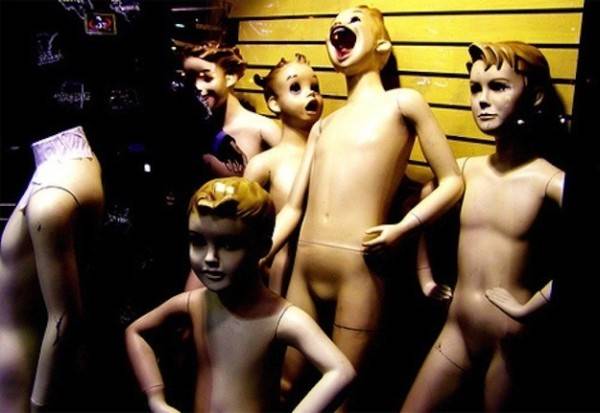 10.) Please put some clothes on these kid mannequins.