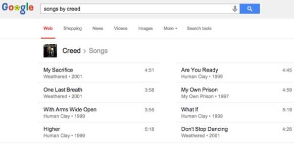 6.) Google will also find the songs of your favorite bands.