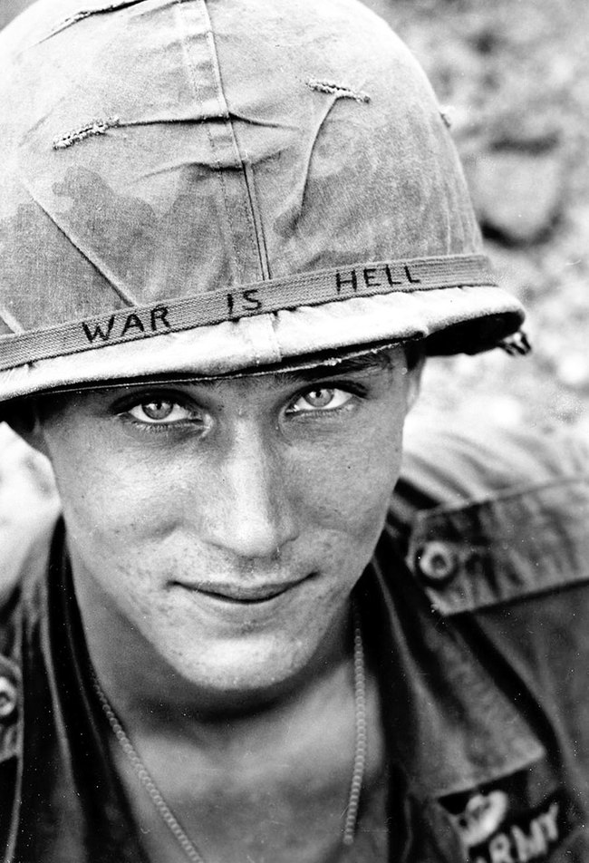 10. Peace - The soldier in the photo is unknown but he is with the 173rd Airborne Brigade Battalion on defense duty at Phuc Vinh airstrip in South Vietnam.