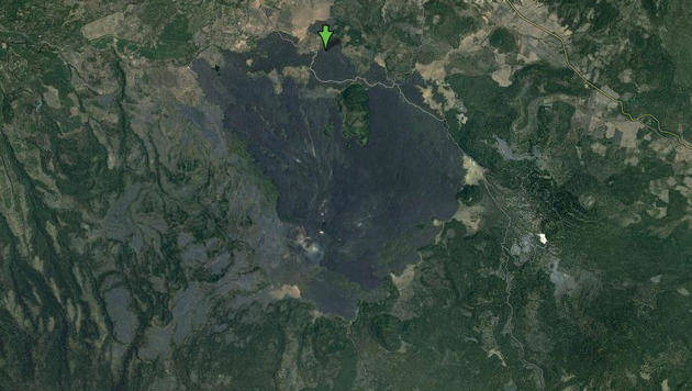 A satellite view of the eruption.