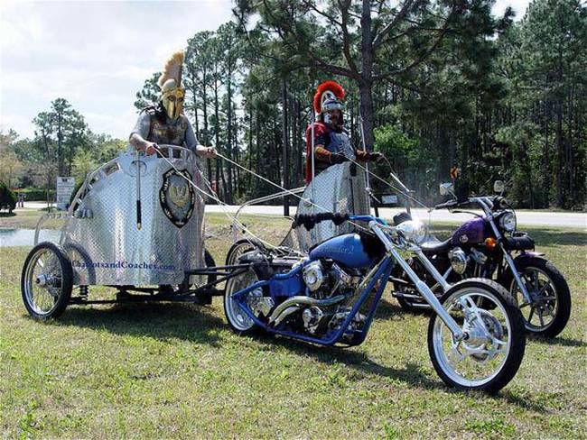 Some people keep the old tradition of motorcycle chariot racing alive in the modern day. We only hope this most awesome sport makes a comeback.