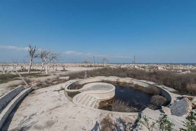 Here once stood the proud resort town of Epecuén in Argentina.