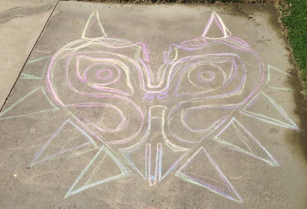 Majora's Mask from the Zelda games. First, a huge chalk outline.