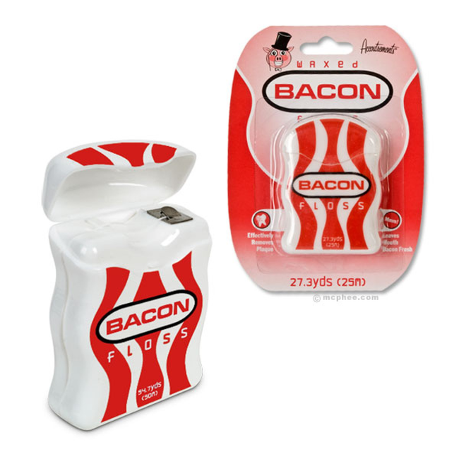 2.) Get that bacon from between your teeth with bacon floss.