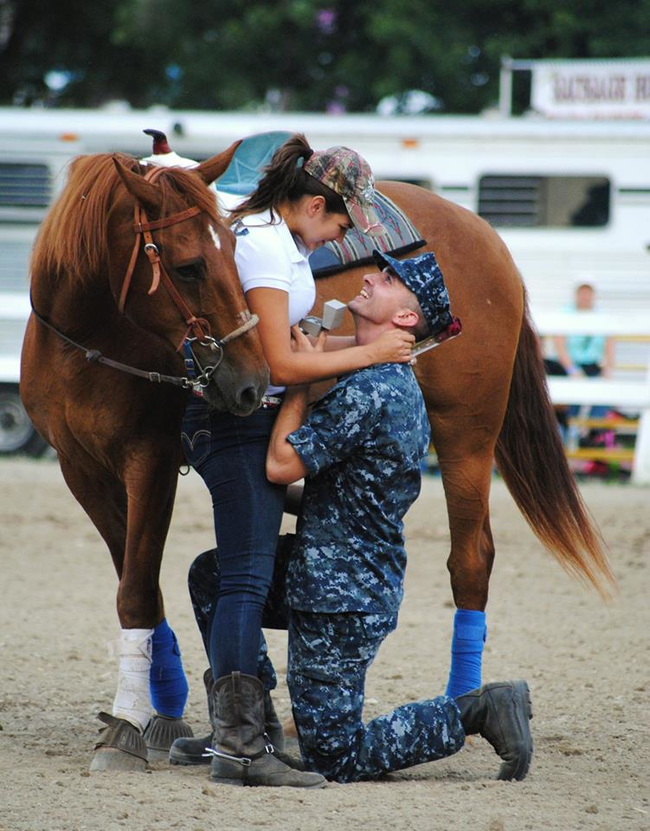 In the middle of a loving embrace, one man proposed to his sweetheart.