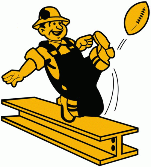 25.) The Steelers used to have a logo featuring a steel worker DANGEROUSLY punting a football off of a bar of steel. I think OSHA needs to be called.