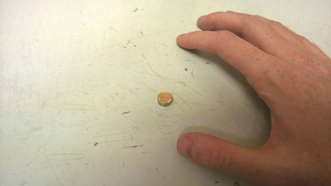 reddit_scientist placed the samples on a tiny disc that can be examined under a high-powered microscope.