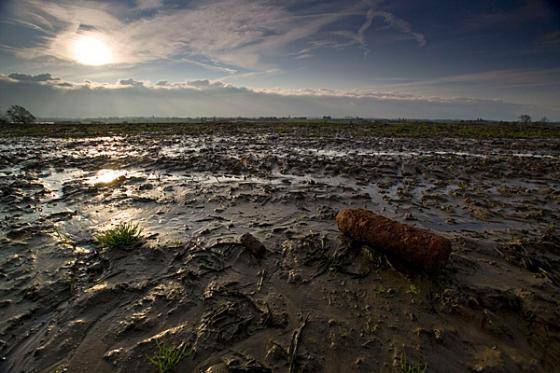 The muddy ground that had to be navigated in the Battle of Passchendaele in 1917.