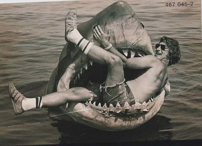 6.) Steven Spielberg on the set of Jaws.