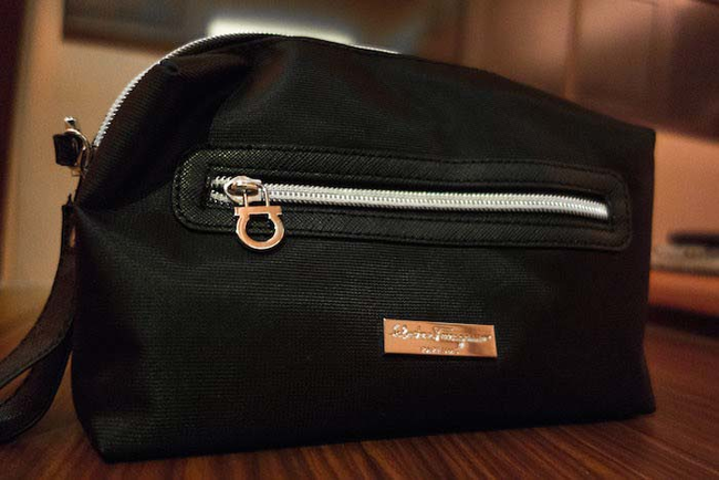 And a Salvatore Ferragamo toiletry kit.