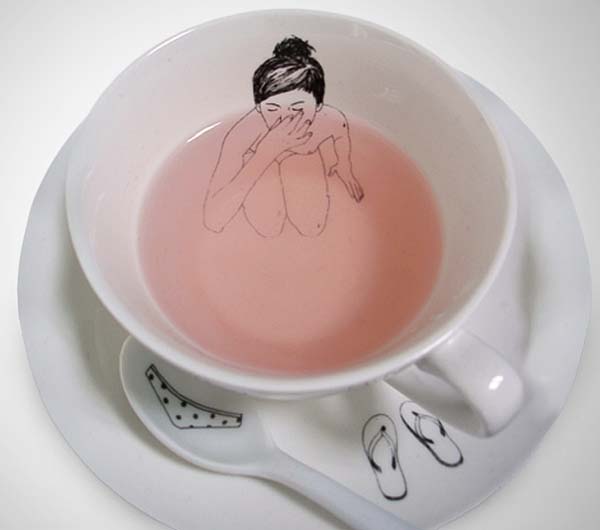 1.) Bathing girl teacup set