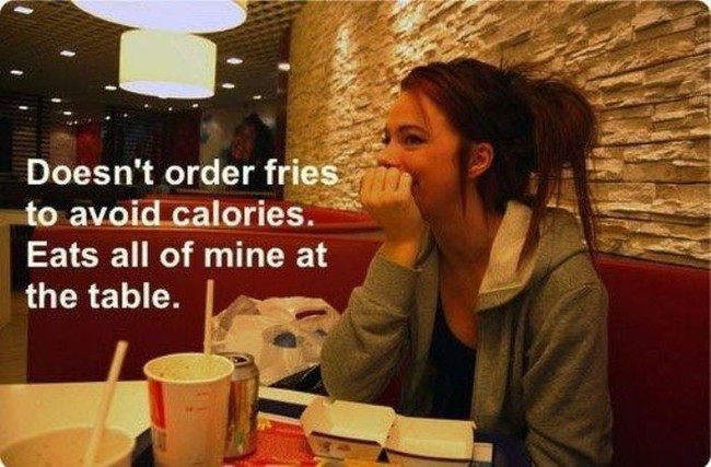 Calories don't exist if she doesn't order them.