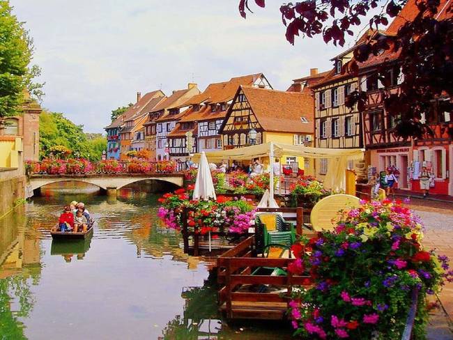 3.) On a boat through Colmar, France.