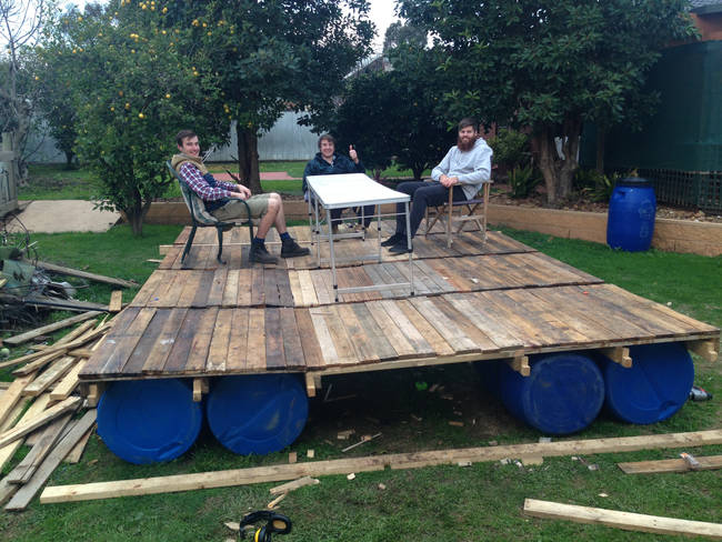 They built it big enough for chairs and a table.