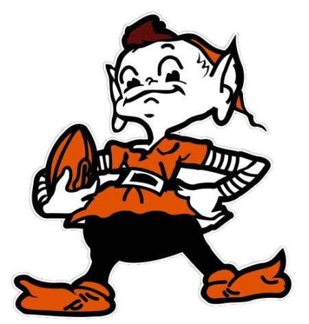 7.) The Cleveland Browns used this elf as a mascot and logo for seemingly no reason because I can't think of a reason why an elf and a "brown" would make sense at all.