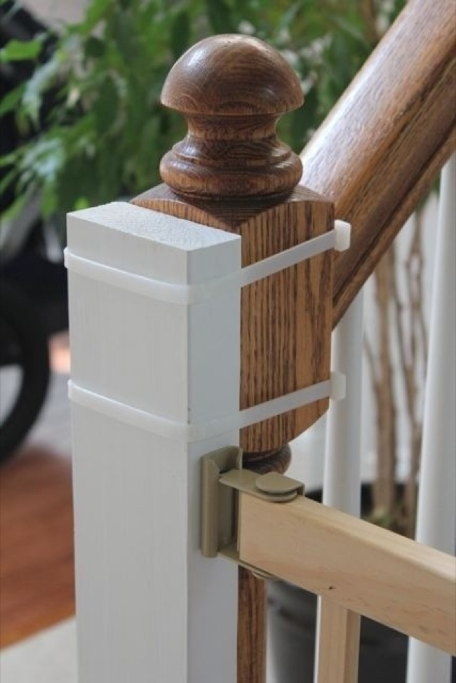 Use zip ties to attach baby gates to stairs and doors. No damage when you remove them!