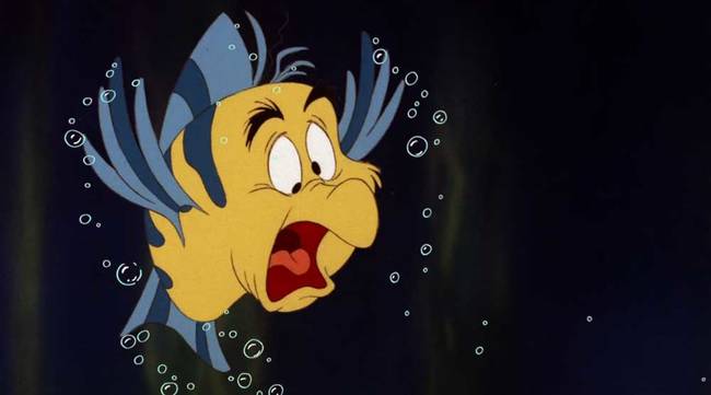 9.) Flounder transforms into Scuttle for a few frames while discussing him with Ariel.