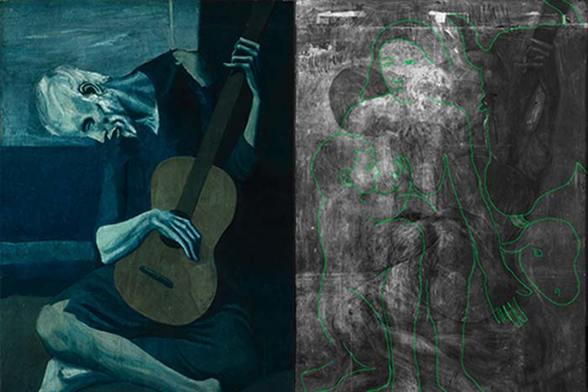 2.) The figure hidden behind Picasso's "The Old Guitarist."