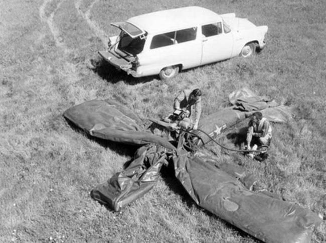 After being designed and built in less than 12 weeks, the Inflatoplane was tested in Akron, Ohio.