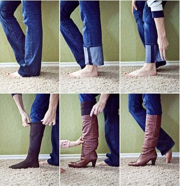 7.) This is how you can neatly tuck your jeans into boots.