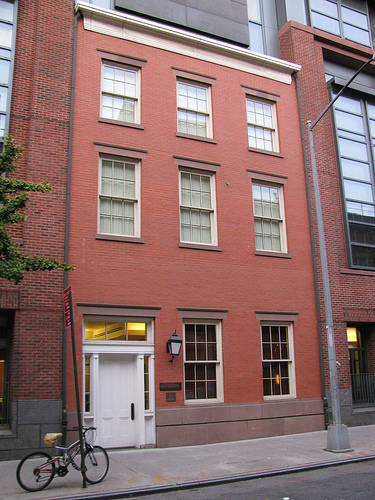 85 West 3rd Street - Edgar Allen Poe lived in this house in 1844 and 1845 for eight months while writing his story "The Cask of Amontillado." The ghost of Edgar Allen Poe has been seen climbing the banister of the residence.