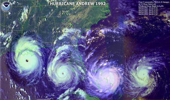 11.) 1992 - Hurricane Andrew. 65 deaths and $26.5 billion worth of damage.