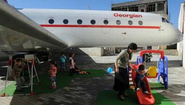 This Yakovlev 42 plane in the country of Georgia is actually a kindergarten.