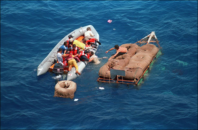 The refugees are mostly picked up at sea by the coast guard and sent back to Cuba.