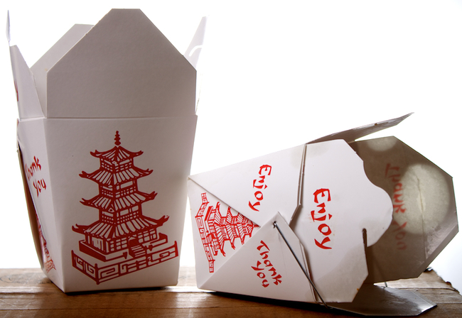 1. Chinese Take Out Containers: Many people forget that although the box is made from cardboard, the odd metal handle is a huge fire hazard.