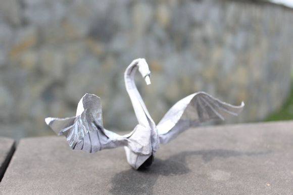 Here's a take on an origami design a lot of people start out with: the swan.