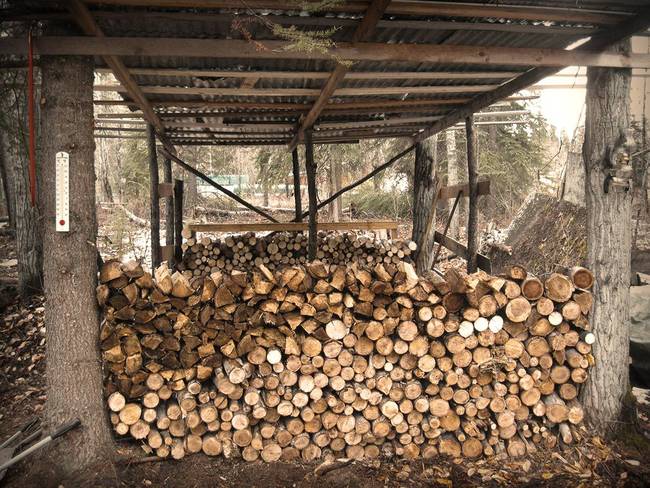 The ever-important wood pile.