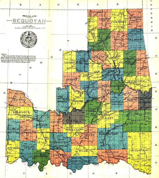 6.) The State of Sequoyah was proposed to be sort of a hodge-podge of Indian territories in Eastern Oklahoma. The tribes were to have their own Constitution.