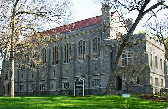 Drew University in Madison New Jersey is haunted by the ghost of the wife of the founder, Roxanna Mead Drew. When Mead Hall (the dorm that is her namesake) had a nasty fire, two firefighters claimed to see the among the flames a woman dressed in 19th century garb appear but then disappear into the flames.