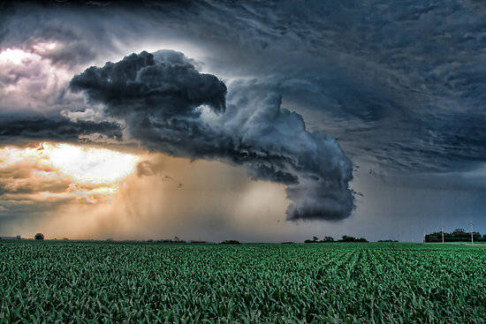 A tornado wall cloud. If you see something like this, get inside immediately!