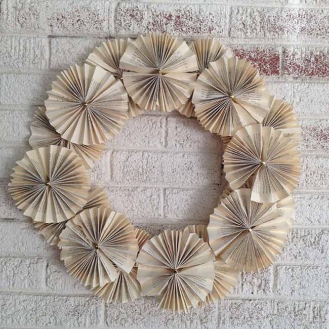 15.) Book Page Wreath