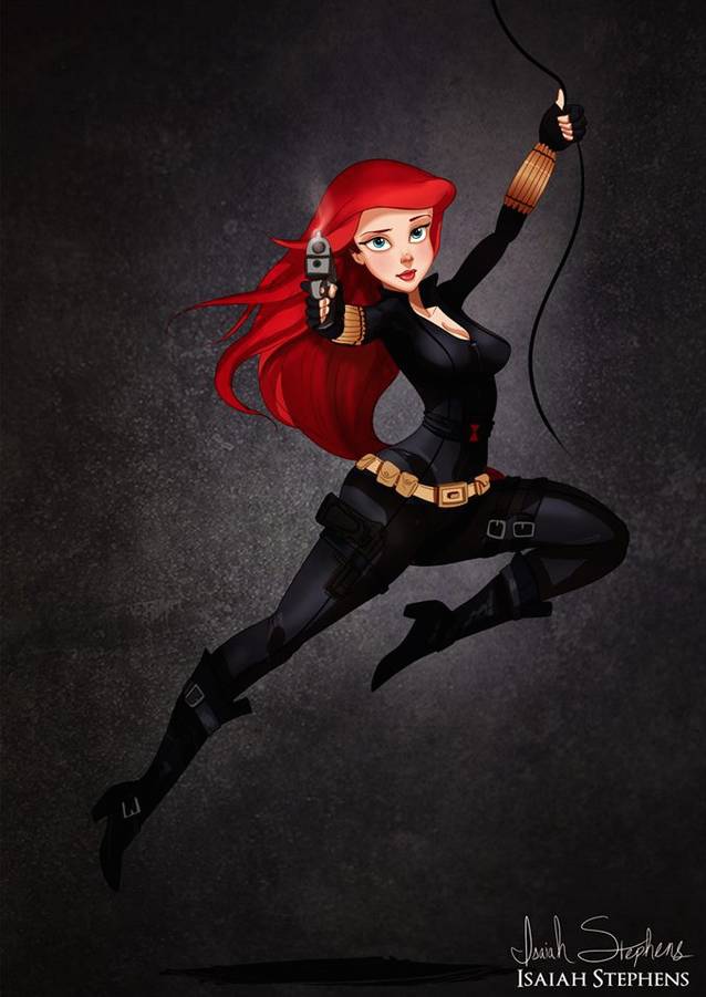 Ariel (from <i>The Little Mermaid</i>) as Black Widow (from <i>The Avengers</i>)