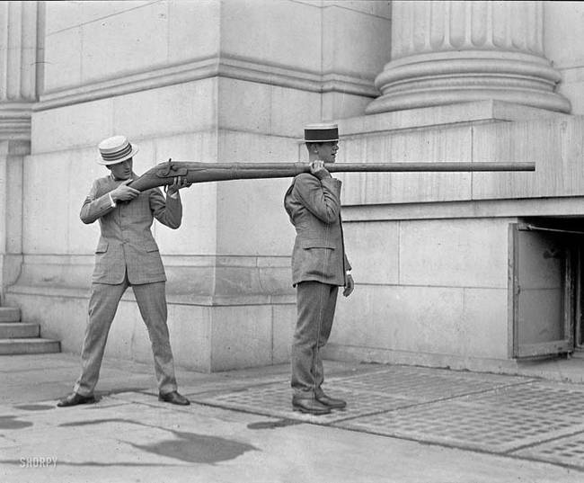 This is a "Punt Gun." It was mainly used in duck hunting, and could kill up to 50 birds at a time. It was banned during the 1860s.