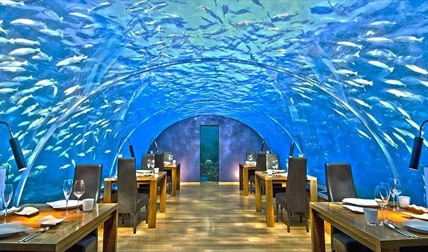 8. Ithaa Undersea Restaurant, Maldives: Well, maybe this is more unique.