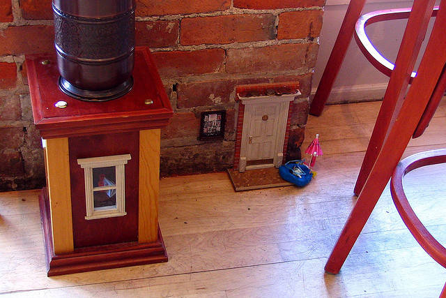 The Sweetwaters Coffee and Tea indoor fairy door.