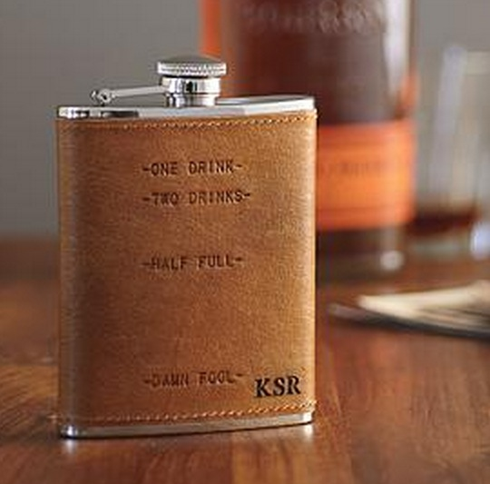 8.) Swag up your drinking with a leather-wrapped flask.