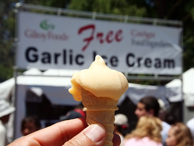 Garlic Ice Cream from the <a href="https://www.eventbrite.com/e/2014-gilroy-garlic-festival-tickets-10546136779" target="_blank">Gilroy Garlic Festival</a> in Santa Cruz, CA.