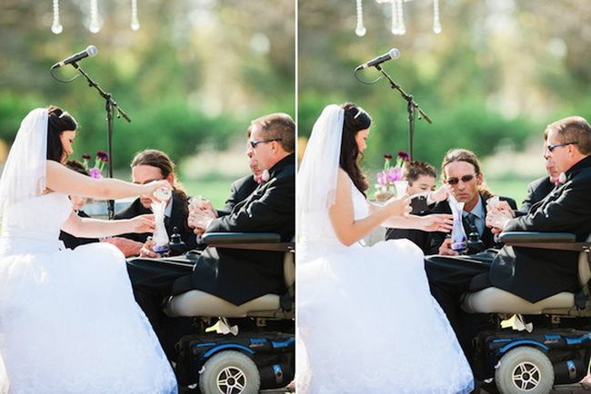 While the disease took its toll on Adam, eventually forcing him into a wheelchair, they planned their perfect wedding day.