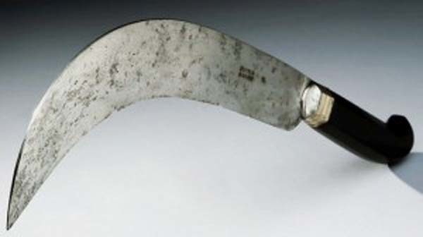 1.) Amputation Knife (1700s): These sharp knives were used for amputations during the 18th century. They were typically curved so that surgeons could cut through the skin and muscle before the bone was cut with a saw.