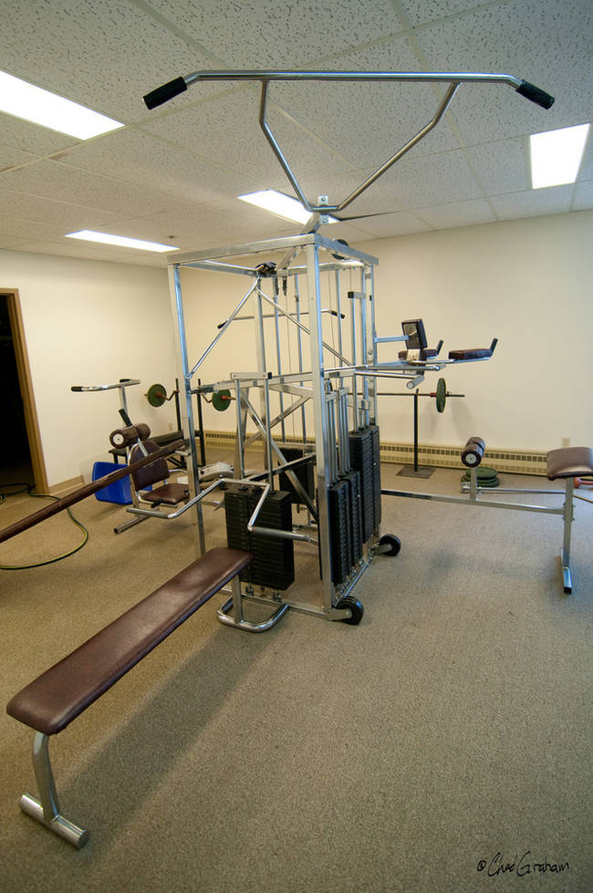 Vintage exercise equipment. I still can't get over how the electricity still works in the town.